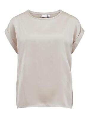 VILA VIELLETTE S/S SATIN TOP/SU - NOOS Cement