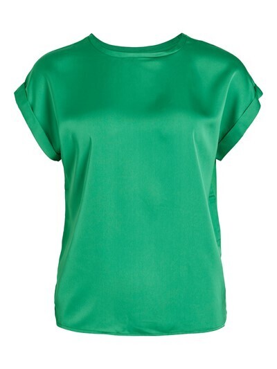 VILA VIELLETTE S/S SATIN TOP/SU - NOOS Bright Green 14059563
