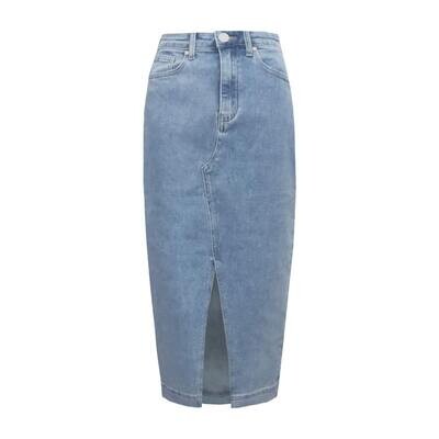 Nameless Jeans rok lang met split middel blue T248