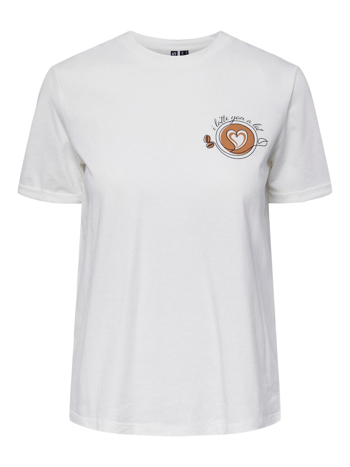 Pieces PCRIA SS FOLD UP PRINT T-SHIRT BC Bright White/Coffee 17136541