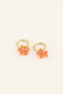 My Jewellery Earring hoop bead flower Oranje MJ08651