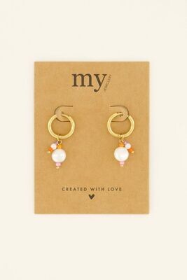 My Jewellery Earring pearls coloured beads goud MJ08650