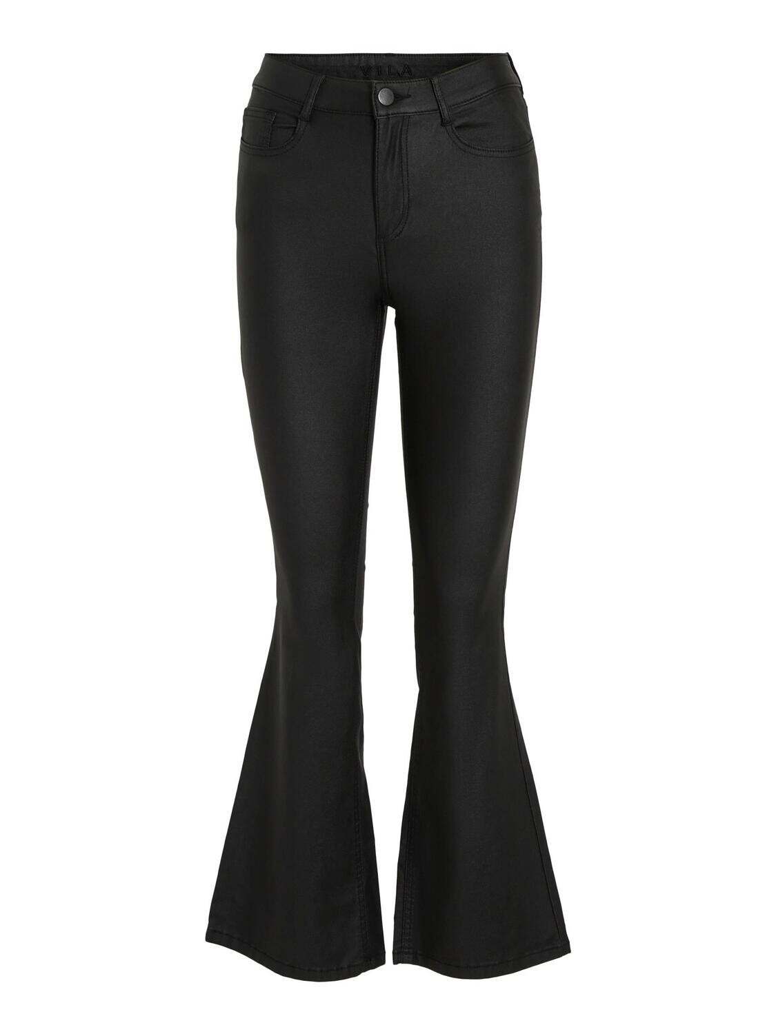 VILA VICOMMIT COATED RW FLARED JEANS - N: Black 14087709