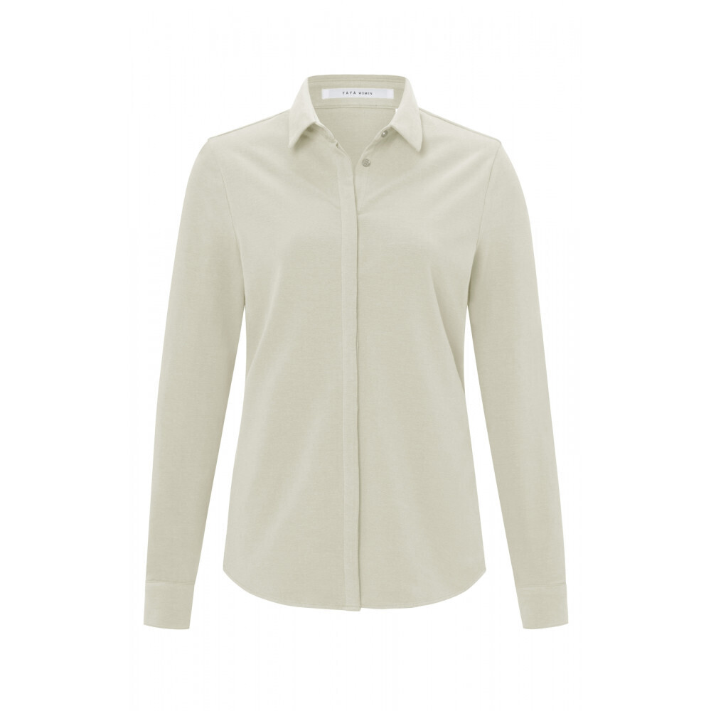 YaYa Jersey cotton blend shirt SILVER BIRCH SAND 01-209032-308
