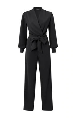 YaYa Jersey jumpsuit with wide leg BLACK 01-349009-309