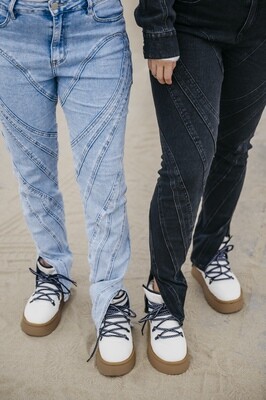 Label Noir Slim jeans met split middel blue Rd2206