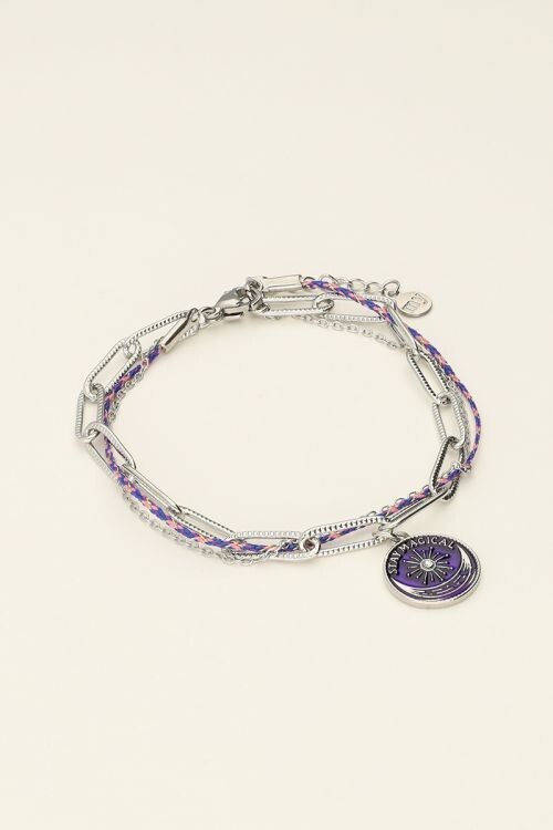 My Jewellery Bracelet chain cord charm pink zilver MJ09452