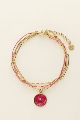 My Jewellery Bracelet chain cord charm pink goud MJ09451