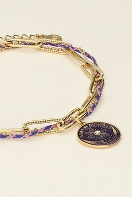 My Jewellery Bracelet chain cord charm pink goud MJ09452
