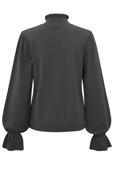 YaYa Ruffle neckline with puff slee PHANTOM 01-000277-310
