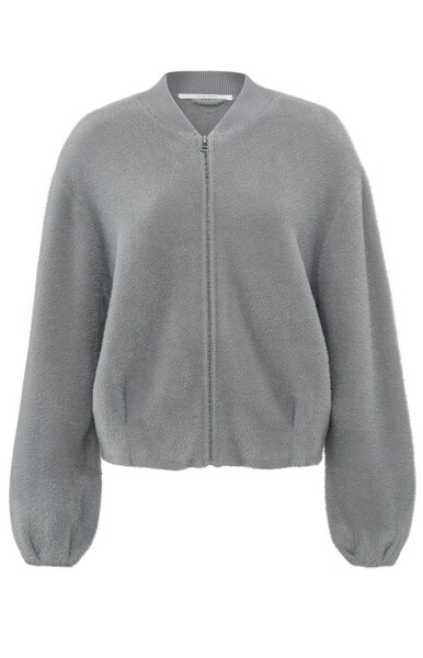 YaYa Bomber fur cardigan QUILL GREY 01-010052-310