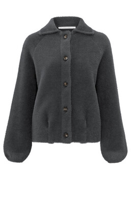 YaYa Furry cardigan with buttons PHANTOM 01-010049-310
