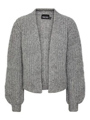 Pieces PCFINKA LS OPEN KNIT CARDIGAN BC Dark Grey Melange 17145452