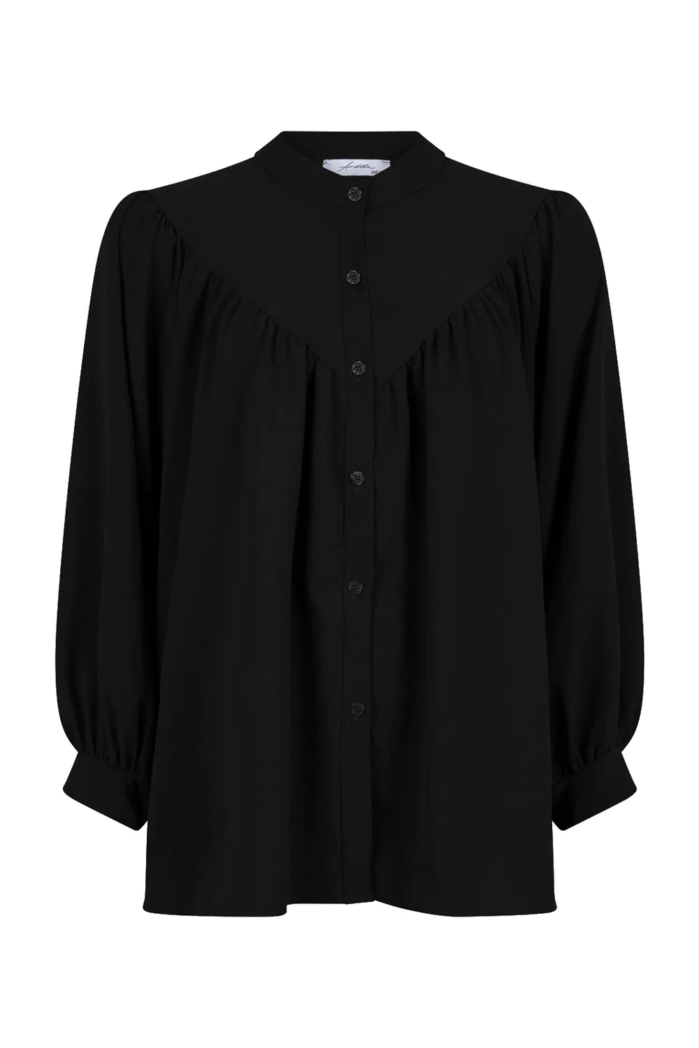 Ambika blouse satijn 3/4 mouw zwart 113C03