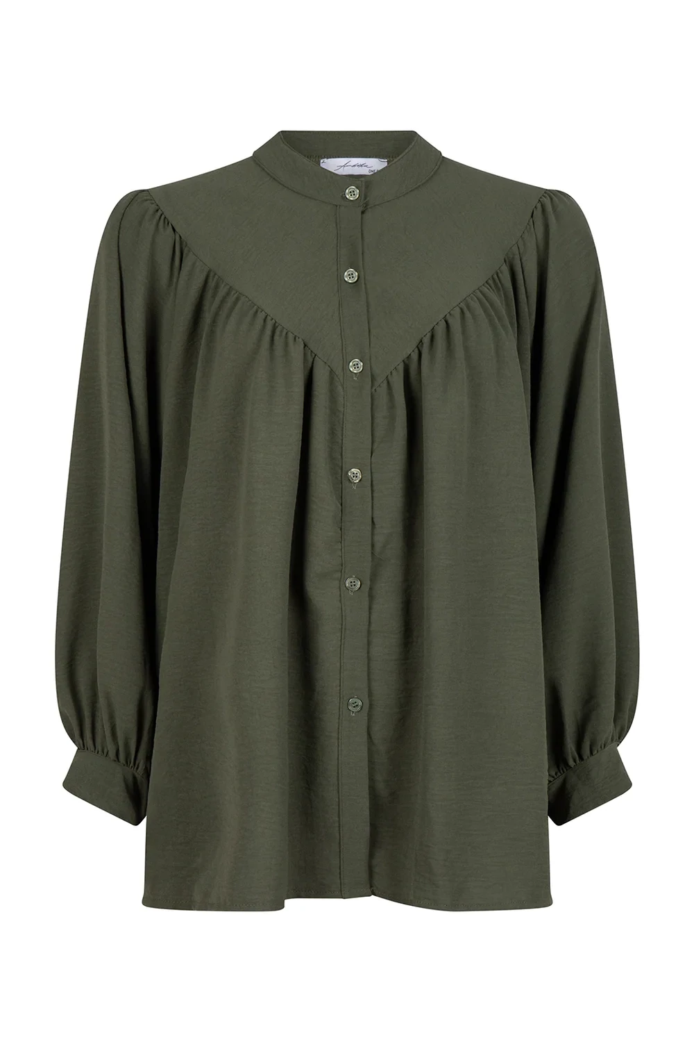 Ambika blouse satijn 3/4 mouw groen 113C03