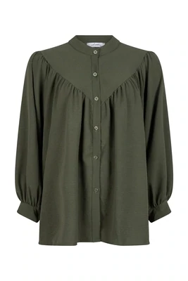 Ambika blouse satijn 3/4 mouw groen 113C03