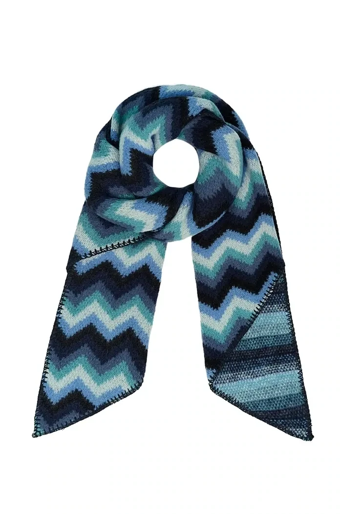 Nameless scarf zigzag print blue 54165
