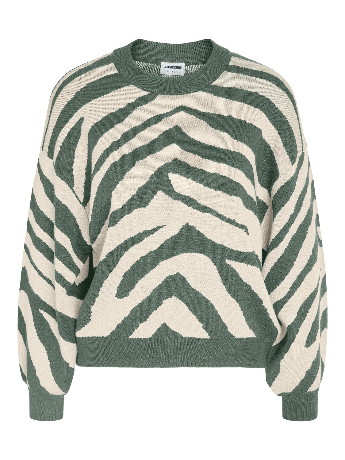 Noisy May NMCHARLOTT L/S O-NECK KNIT Laurel Wreath/EGGNOG 27028159