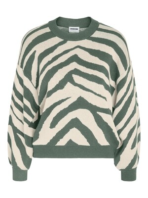 Noisy May NMCHARLOTT L/S O-NECK KNIT Laurel Wreath/EGGNOG 27028159