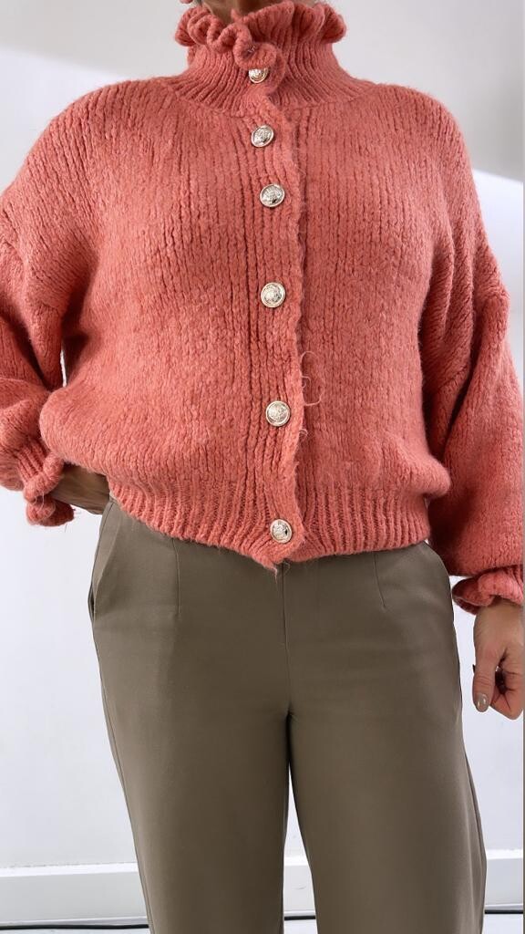 Ambika vest doorknoop zalm 30650