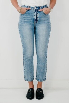 Nameless Straight Jeans cropped Stone wash denim W3276-9