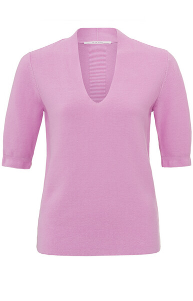 Yaya V-neck short sleeve sweater PHALAENOPSIS PINK 01-000317-402