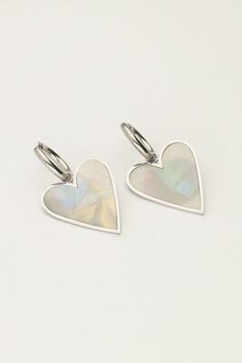 My Jewellery Earring hoops pearl heart zilver MJ10337