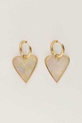 My Jewellery Earring hoops pearl heart goud MJ10337