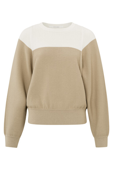 Yaya Sweater with stitch detail WHITE PEPPER BEIGE D 01-000327-402