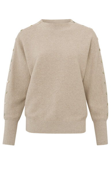Yaya Button detail sweater ls WHITE PEPPER BEIGE M 01-000178-402