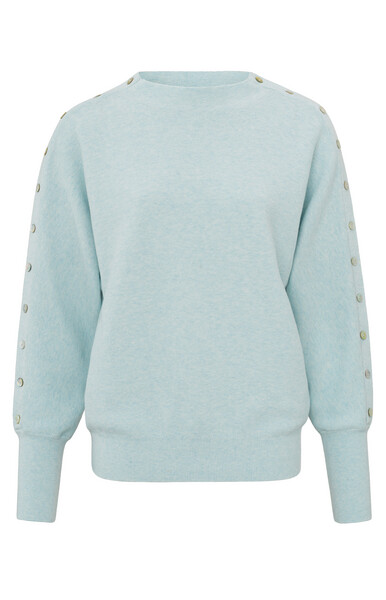 Yaya Button detail sweater ls PLEIN AIR BLUE MELAN 01-000178-402
