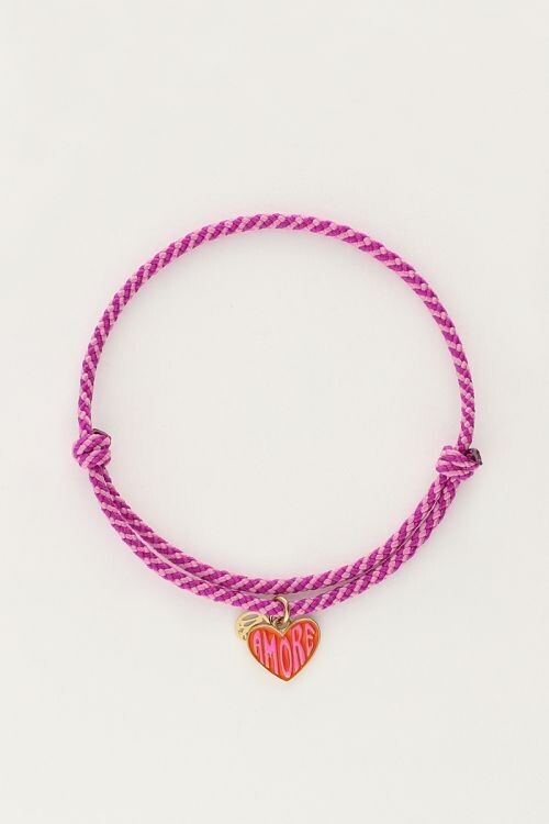 My Jewellery Bracelet cord purple heart goud MJ10203
