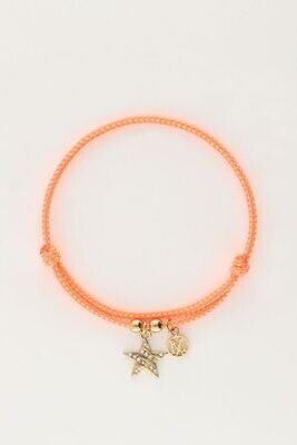 My Jewellery Bracelet cord orange star goud MJ10199