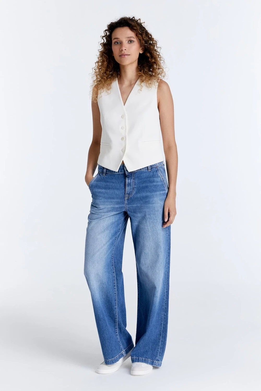 Cup Of Joe Denim Wide Leg Chino Medium Blue Maxine