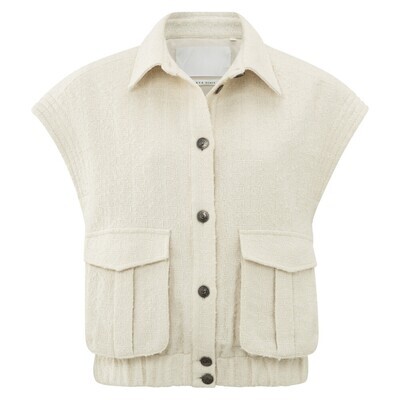 Yaya Woven sleeveless jacket in str OFF WHITE 02-001030-404
