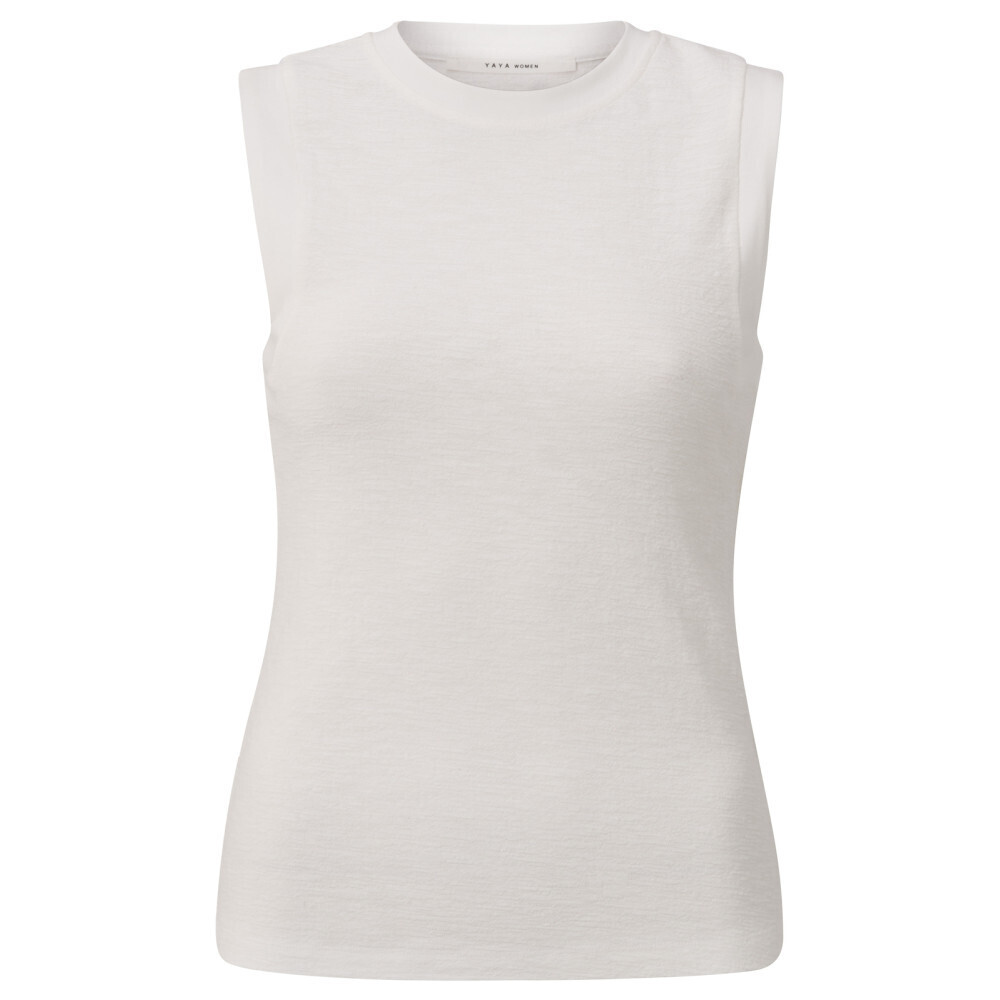 Yaya Structured singlet with rib in OFF WHITE 01-729025-404