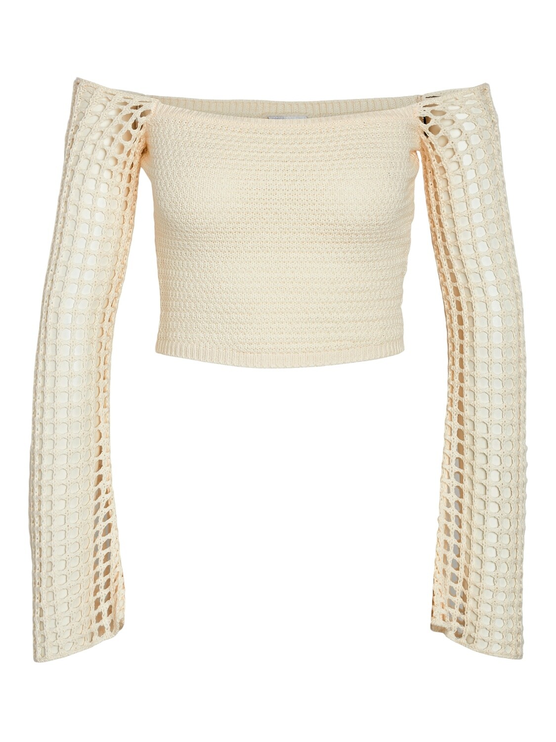 Noisy May NMNOVA L/S OFFSHOULDER CROP KNIT Eggnog 27030679