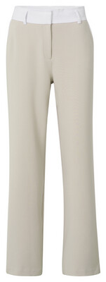 Yaya Woven flared trousers with ple LIGHT TAUPE 01-301128-404