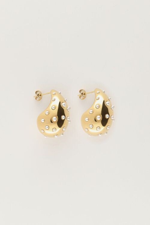 My Jewellery Earrings big drop with pearls Gold MJ10707