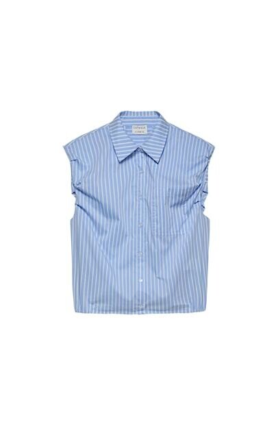 Catwalk Junkie Cropped sleeveless blouse Blue 2402026212