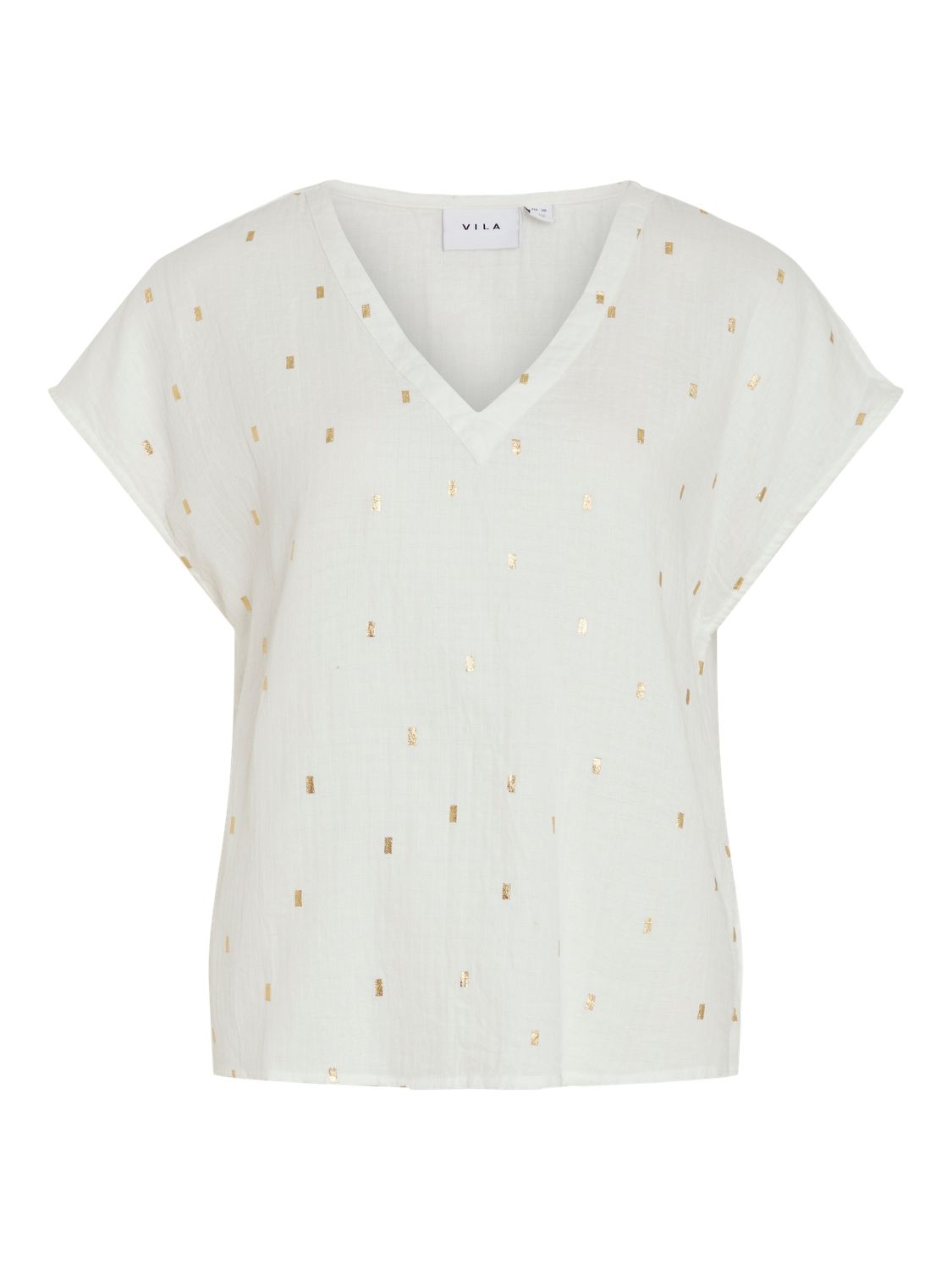 Vila VILANIA FOIL S/S V-NECK TOP/R 295046001 14095831