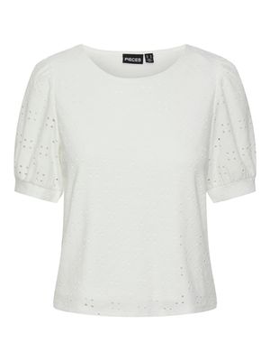 Pieces PCMIMI SS O-NECK TOP BC Bright White 17145519
