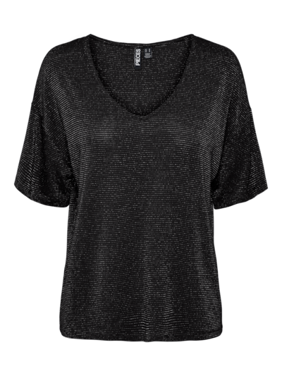 Pieces PCBILLO OVERSIZED TEE LUREX STRIPES: Black/BLACK LUREX 17146304