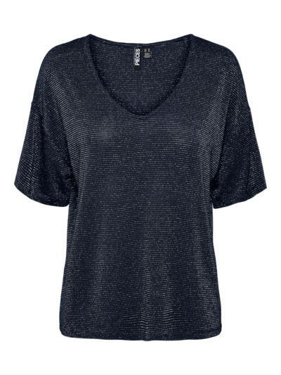 Pieces PCBILLO OVERSIZED TEE LUREX STRIPES: Sky Captain/GOLD LUR 17146304