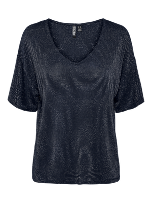 Pieces PCBILLO OVERSIZED TEE LUREX STRIPES: Sky Captain/GOLD LUR 17146304
