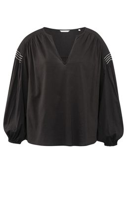 Yaya Woven longsleeve top with vnec LICORICE BLACK 01-701191-406
