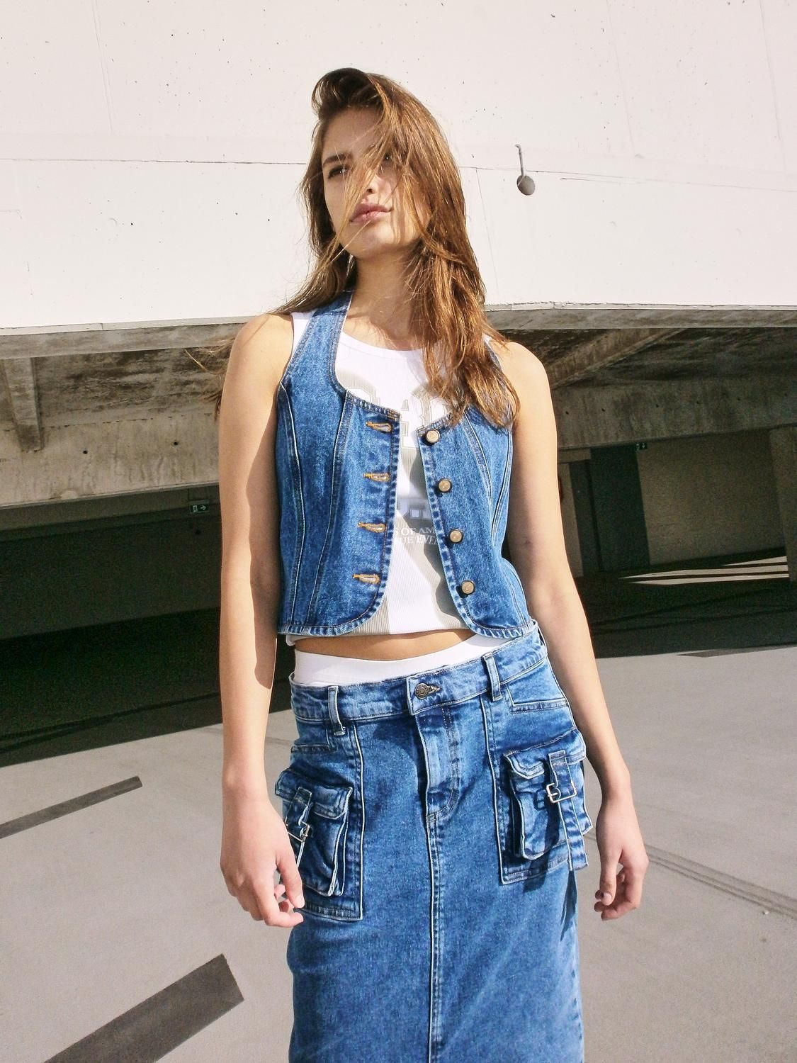 Noisy May NMJARA S/L V-NECK TOP VI489MB Medium Blue Denim 27031102