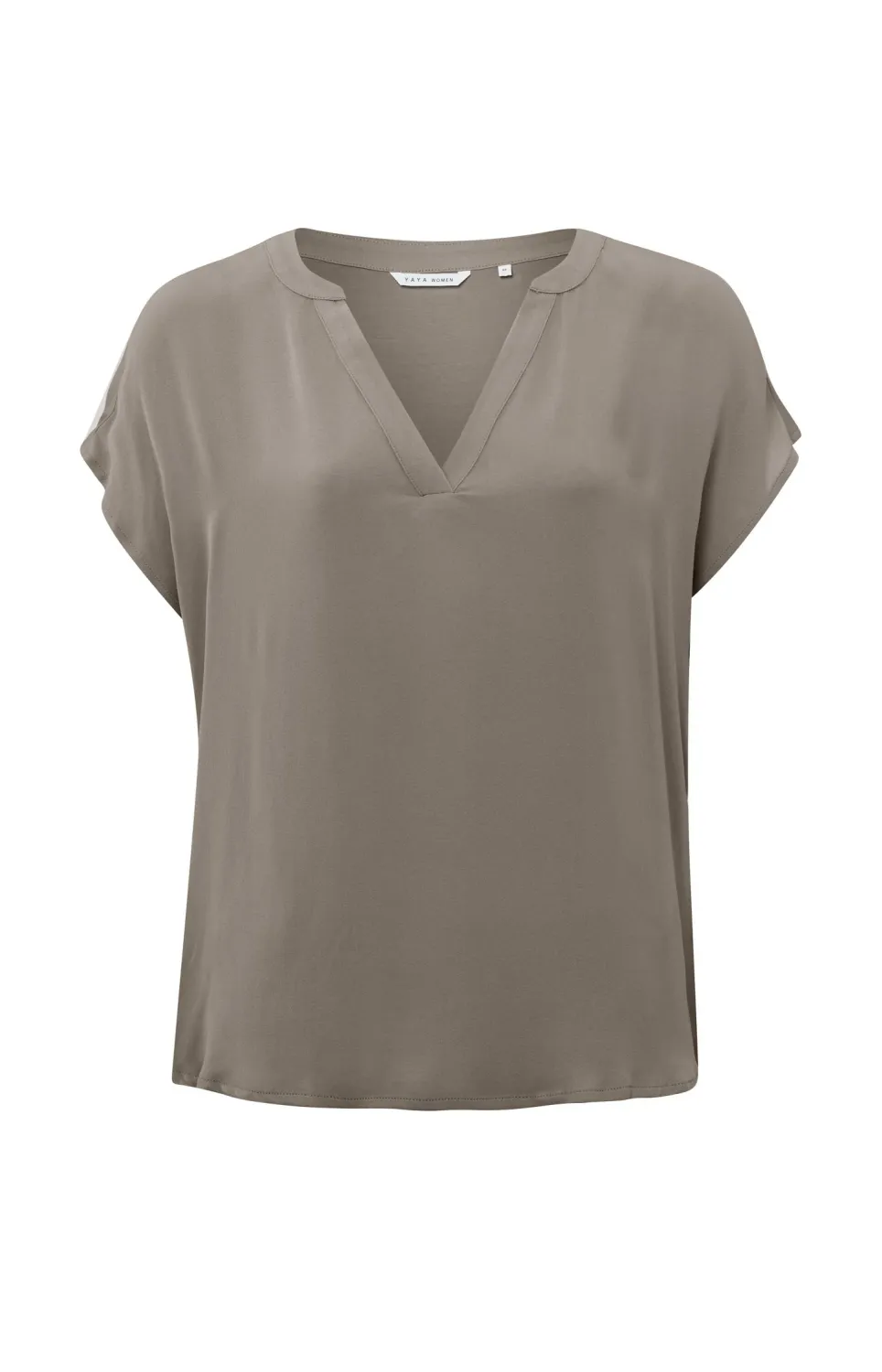 Yaya Fabric mix top CLAY PEBBLE GREY 01-701201-407