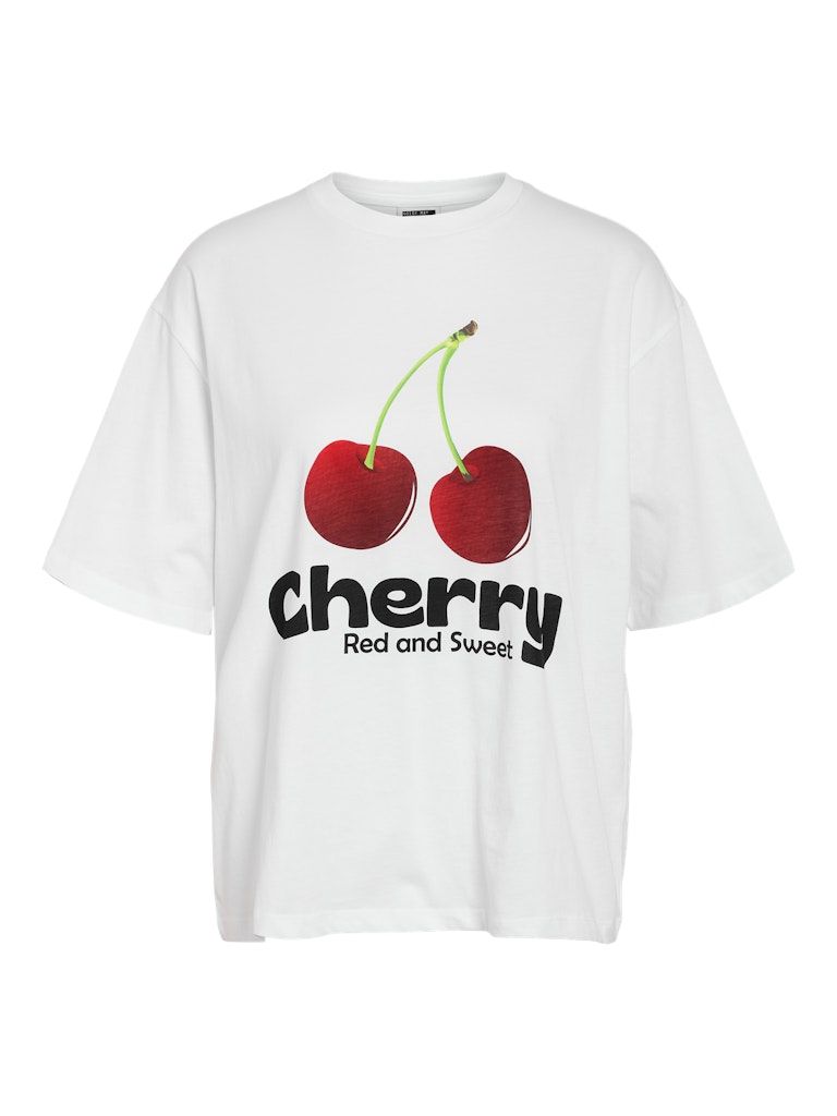 Noisy May NMMILLIE CHERRY S/S T-SHIRTS JRS FW: Bright White/CHERRY 27032630