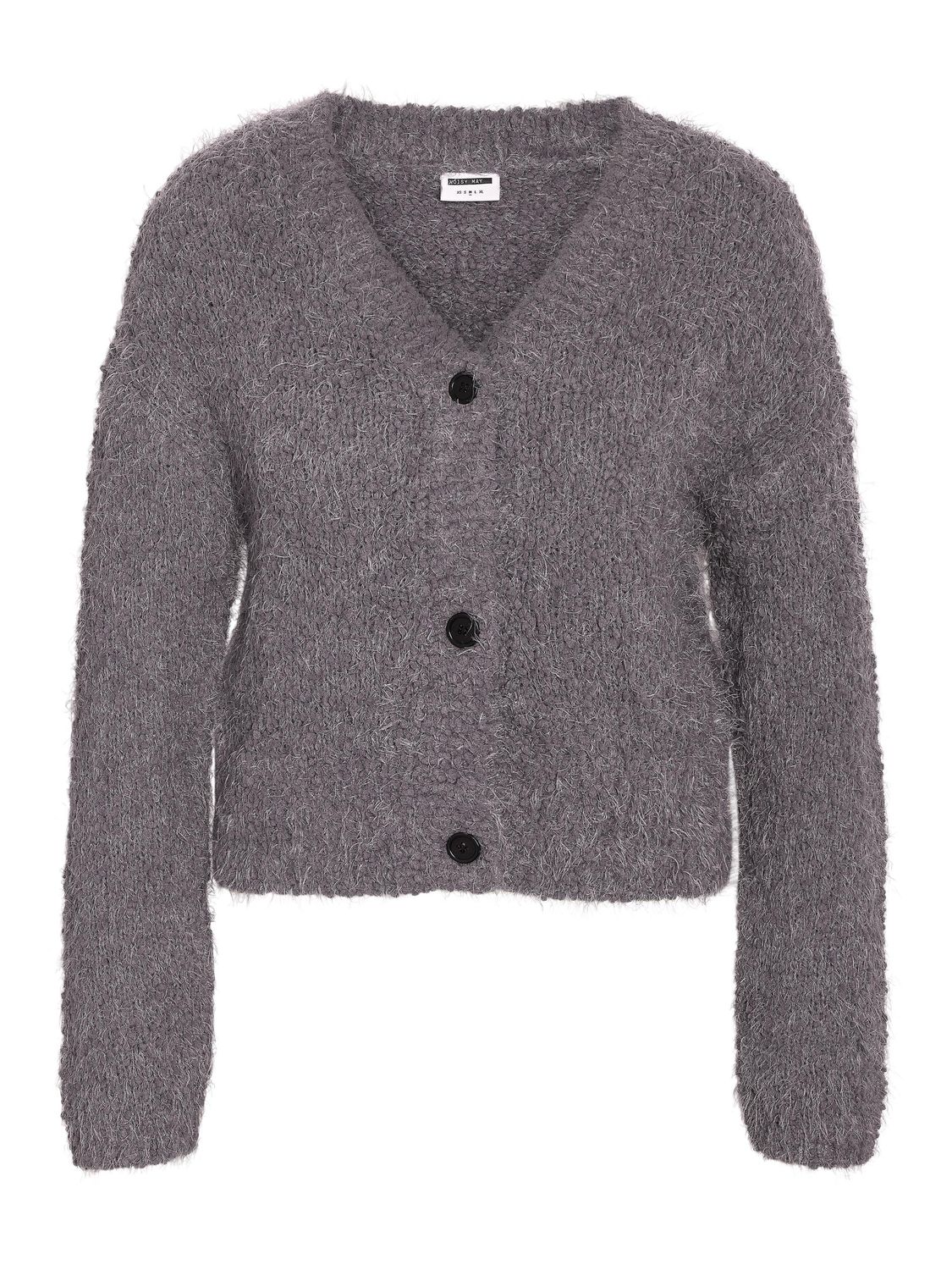 Noisy May NMSASSY L/S V-NECK CARDIGAN FWD Charcoal Gray 27031104